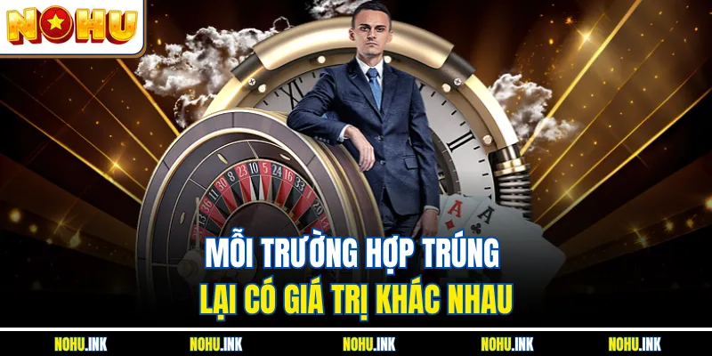 Mỗi trường hợp trúng lại có giá trị khác nhau